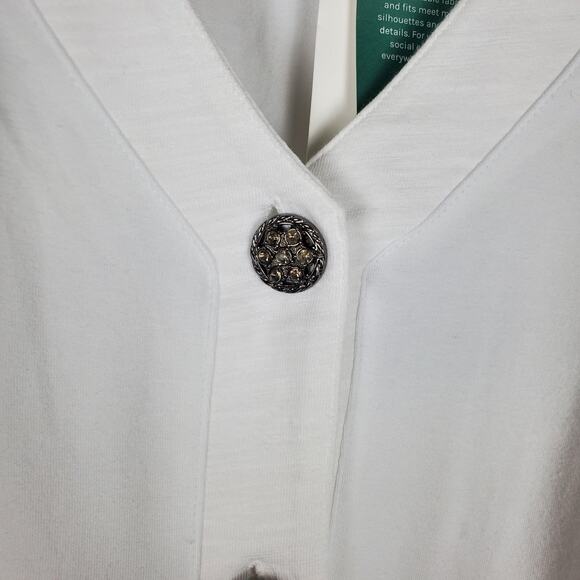 NEW Neon Buddha Entranced Jacket Top Plus Size 3X White 3/4 Sleeve Cotton V-neck - Picture 8 of 14